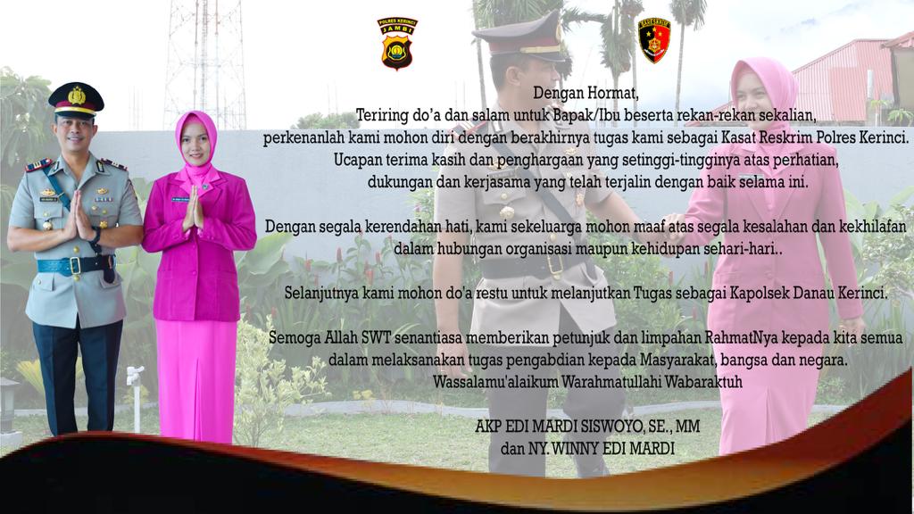 Akhiri Jabatan Kasat Reskrim, AKP Edi Mardi Dipromosi Menjadi Kapolsek Danau Kerinci