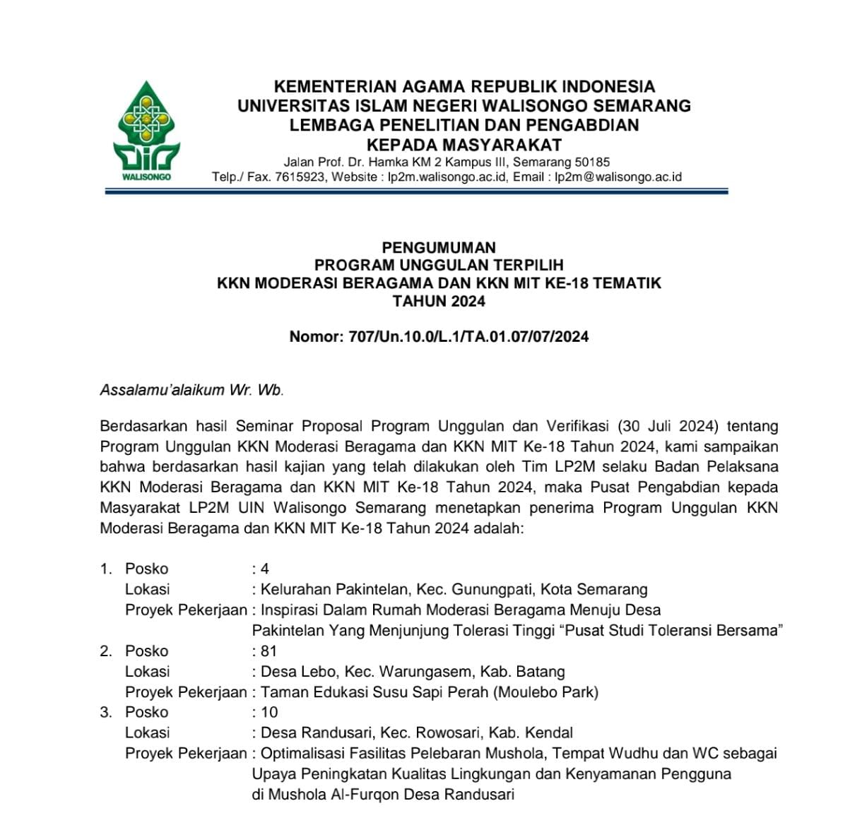 Mahasiswa KKN MK Moderasi Beragama Posko 4 UIN Walisongo Berhasil Menangkan Program Unggulan Se-Kota Semarang