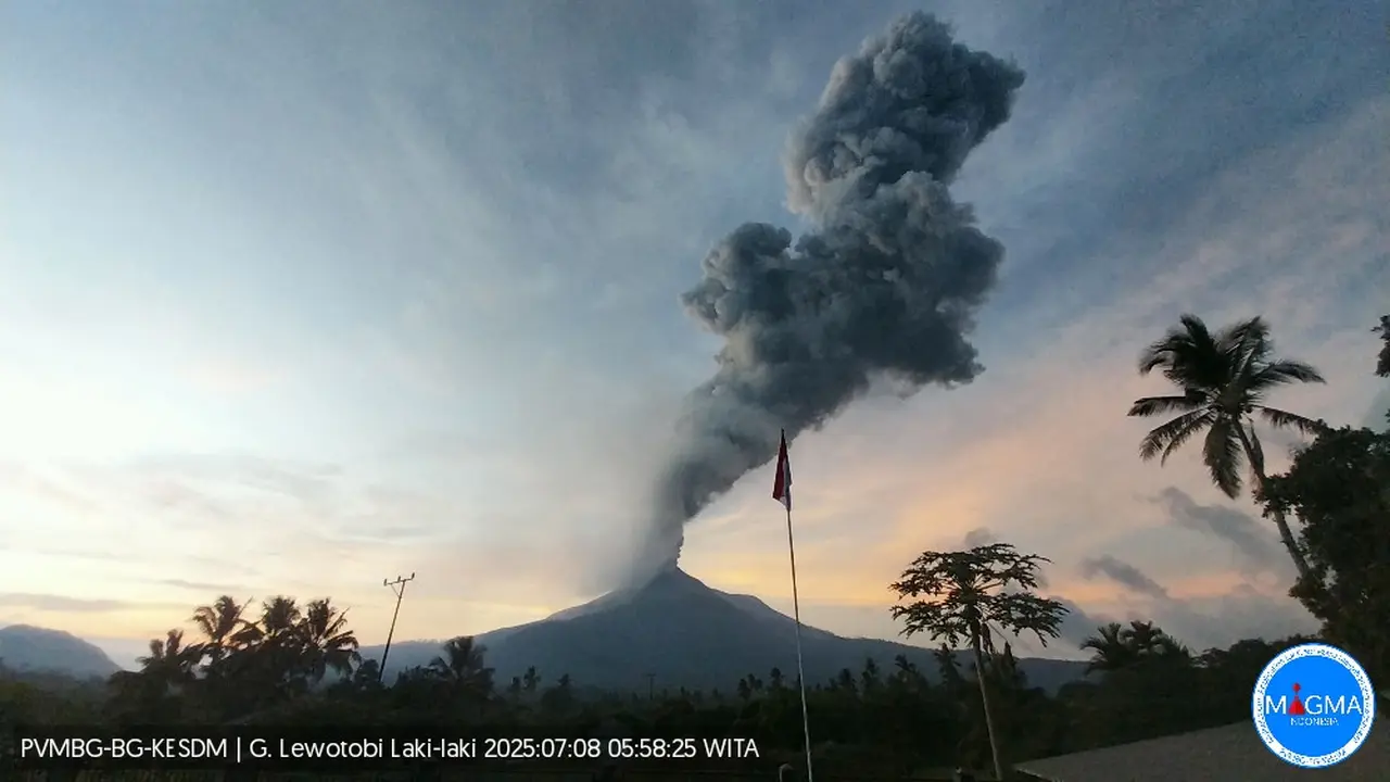 Meletus Gunung Lewotobi Laki Laki