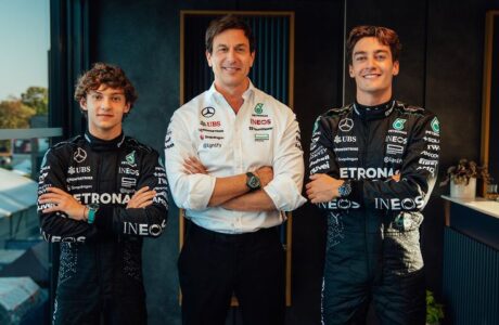 Mercedes AMG F1 Team: Kimi Antonelli, Toto Wolff, dan George Russell